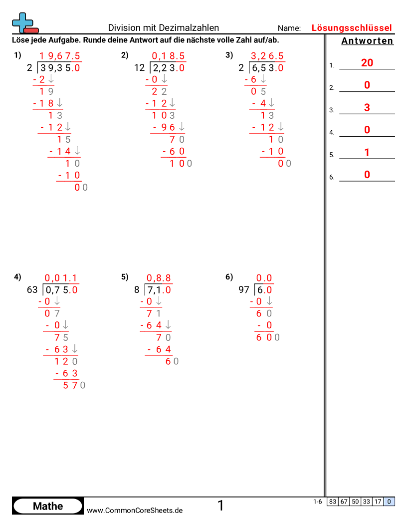 Arbeitsblätter zu Dezimalzahlen - dividieren-dezimalzahlen-in-dividend-und-divisor worksheet