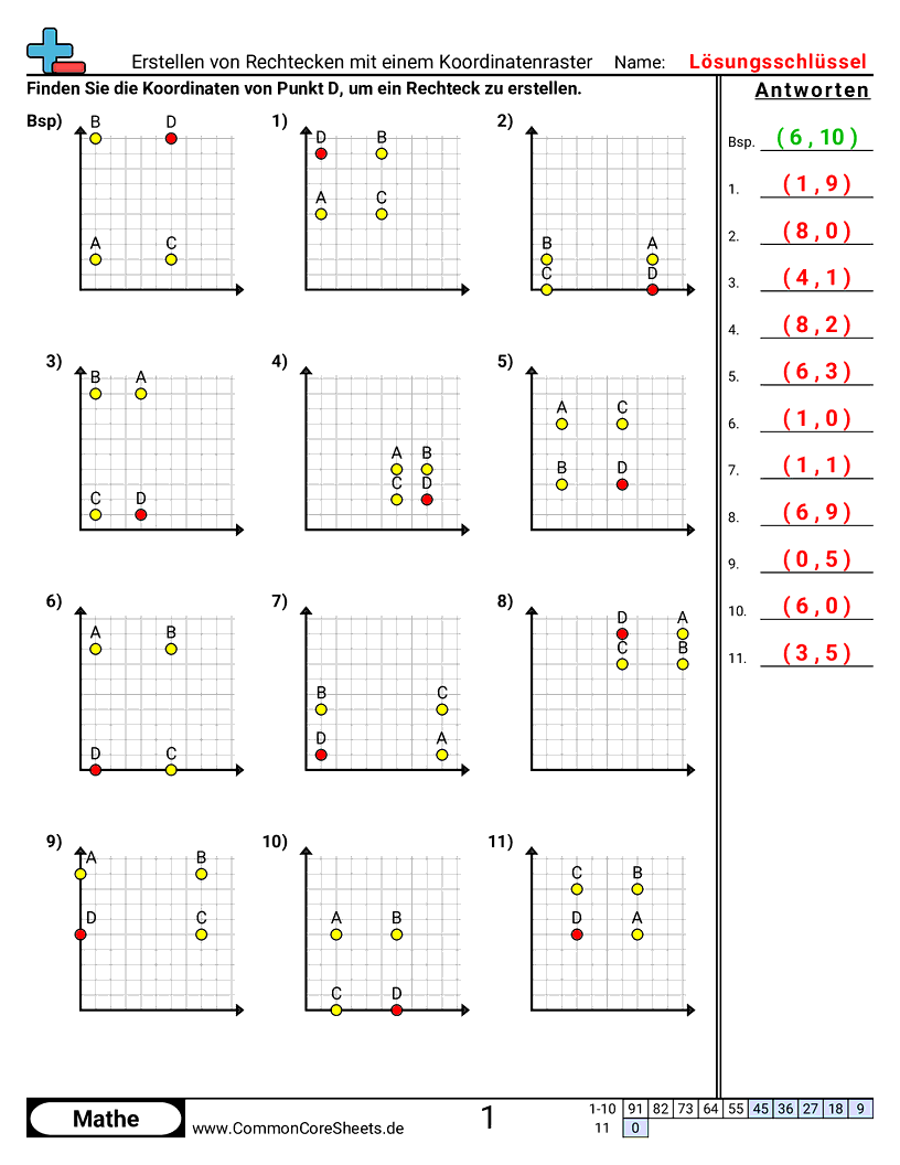 Arbeitsblätter zum Koordinatensystem - rechtecke-mit-koordinatengitter-erstellen worksheet