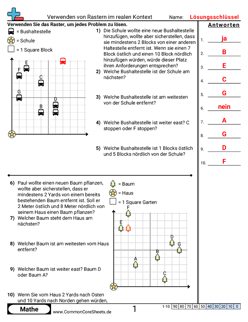 Arbeitsblätter zum Koordinatensystem - koordinatensysteme-im-alltag-verwenden worksheet