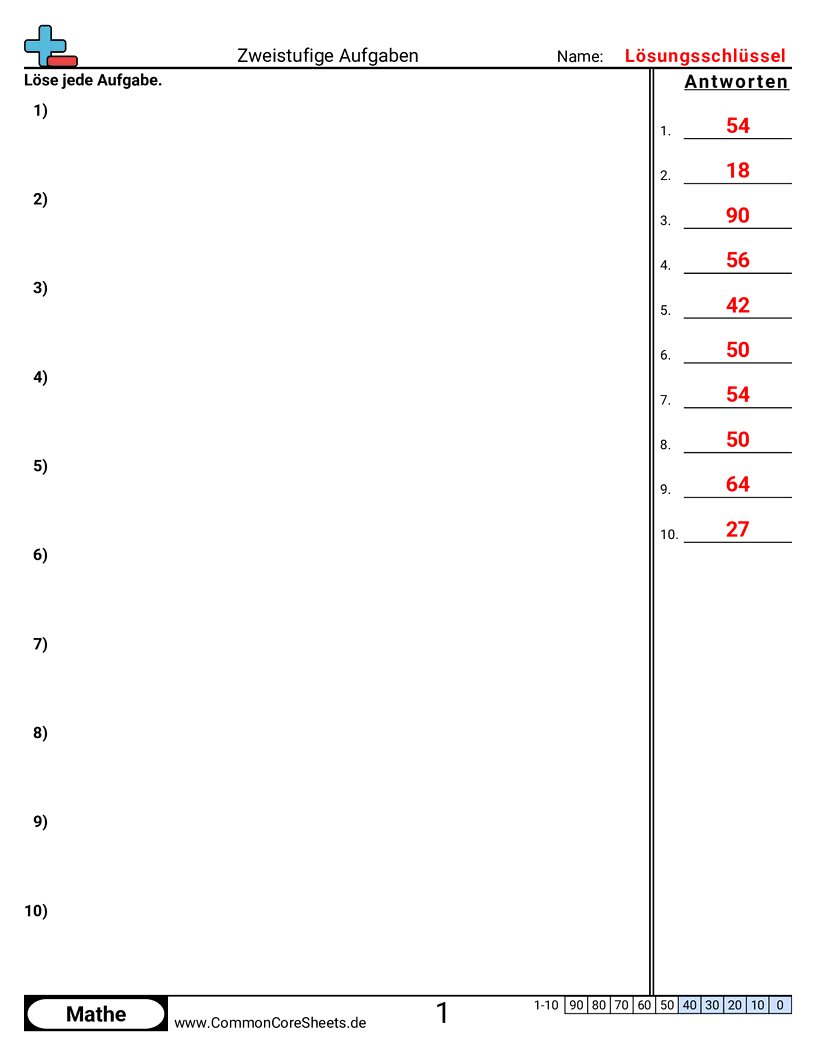 Arbeitsblätter zu mehrstufigen Aufgaben - addieren-multiplizieren worksheet