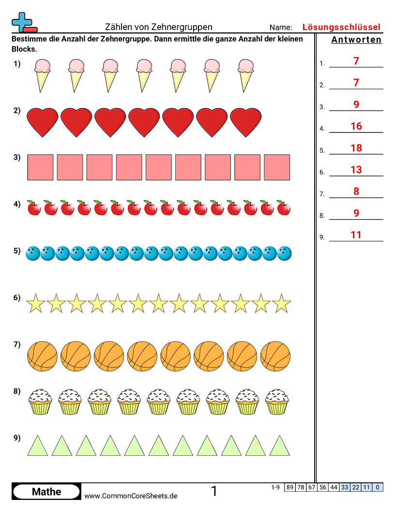 Arbeitsblätter zum Zählen - reihen-zahlen worksheet