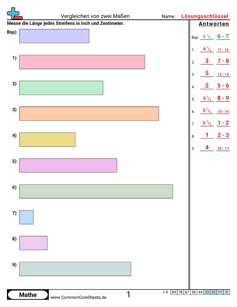 Arbeitsblätter zu Maßeinheiten - vergleichen-von-zwei-massen-lange worksheet