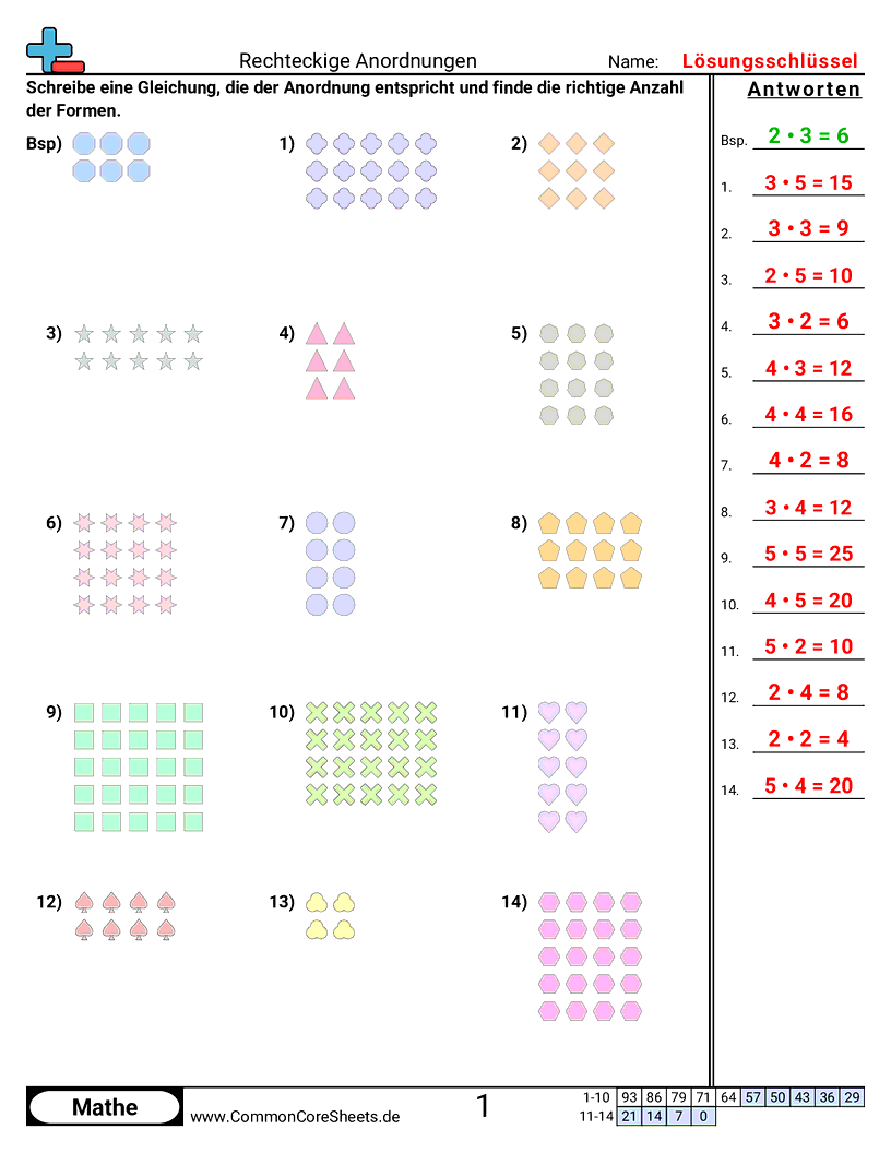 Arbeitsblätter zur Multiplikation - rechteckige-punktfelder worksheet