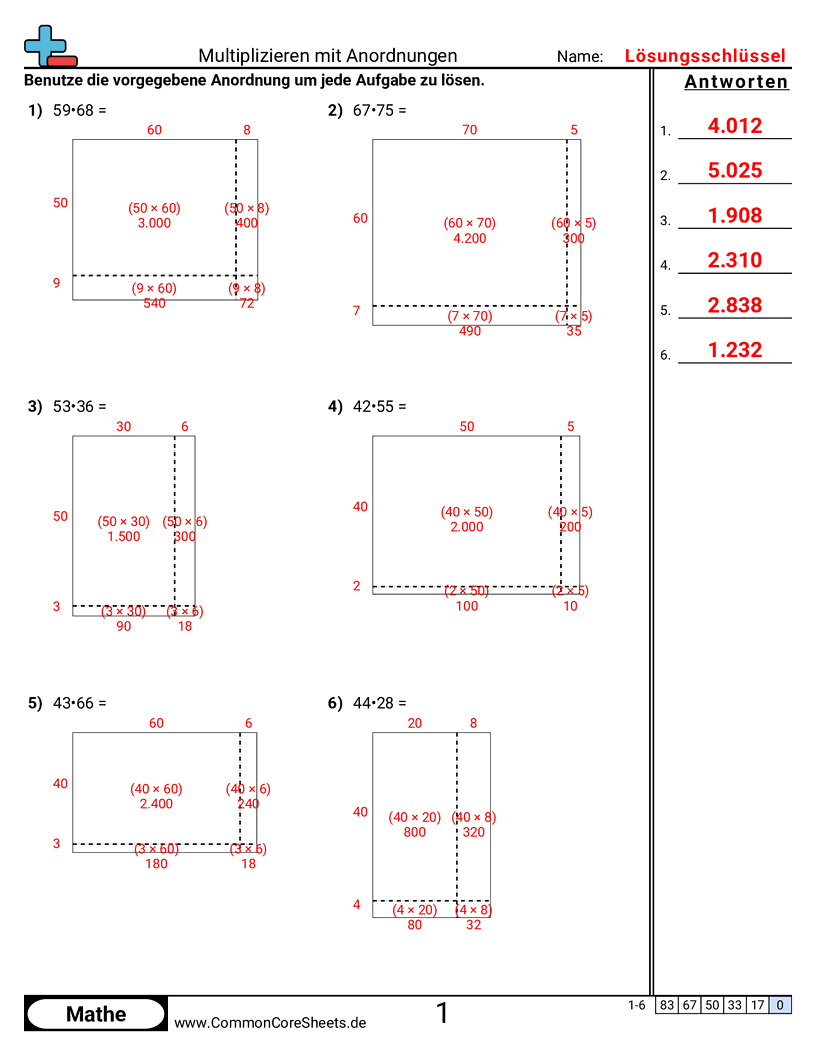 Arbeitsblätter zur Multiplikation - multiplizieren-mit-anordnungen worksheet