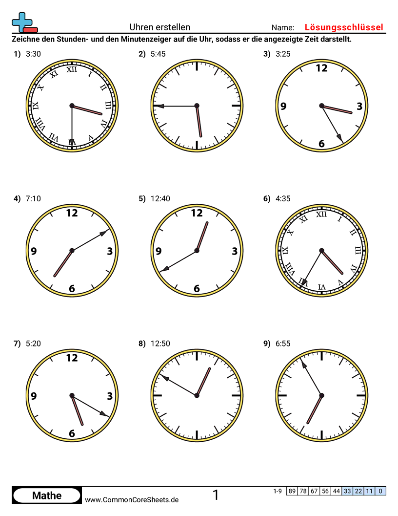 Arbeitsblätter zur Zeit - uhren-erstellen-5-minuten-schritte worksheet