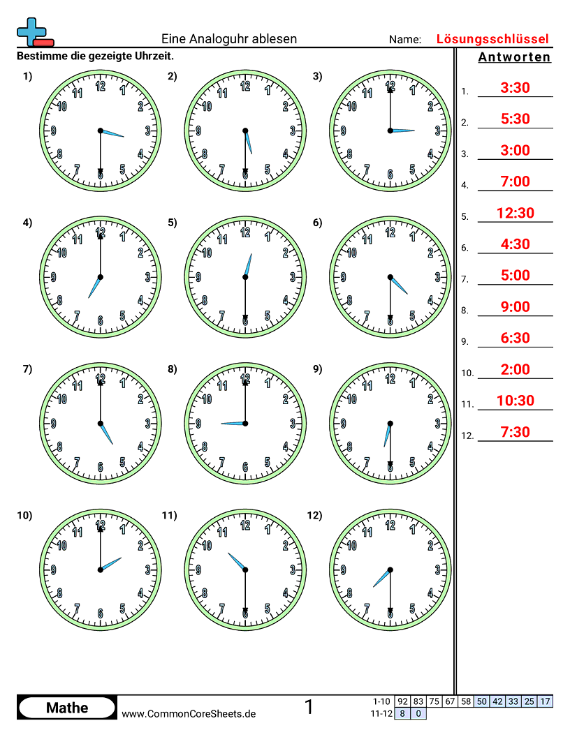 Arbeitsblätter zur Zeit - zeitabschnitte-in-30-minuten worksheet