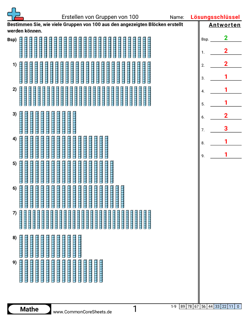 Arbeitsblätter zu Wert & Stellenwert - hundertergruppen-erstellen worksheet